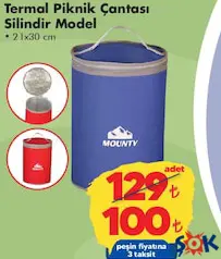 TERMAL PİKNİK ÇANTASI SİLİNDİR MODEL 21X30 CM